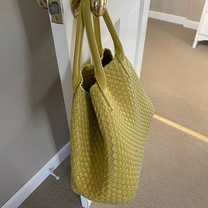 Anthropology Yellow woven tote